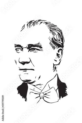 Ataturk portrait vector sketch illustration