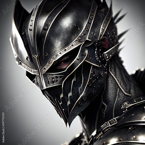 Menacing Dark Knight Champion In Full Plate Armor Fantasy Illustration - Generative A.I. Art