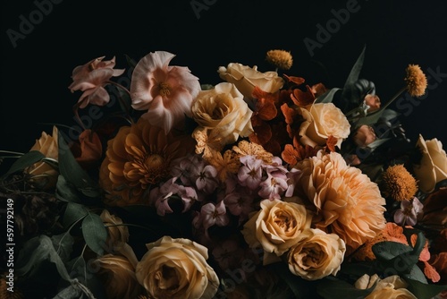 Digital image of a bunch of flowers in JPEG format. Generative AI © Valentin