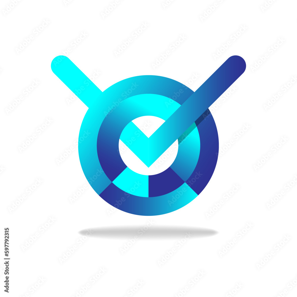 Initial letter o and v linked round monogram logo blue. Suitable for company business or personal identity Initial letter o and v linked round monogram logo blue. Suitable for company business or personal identity
