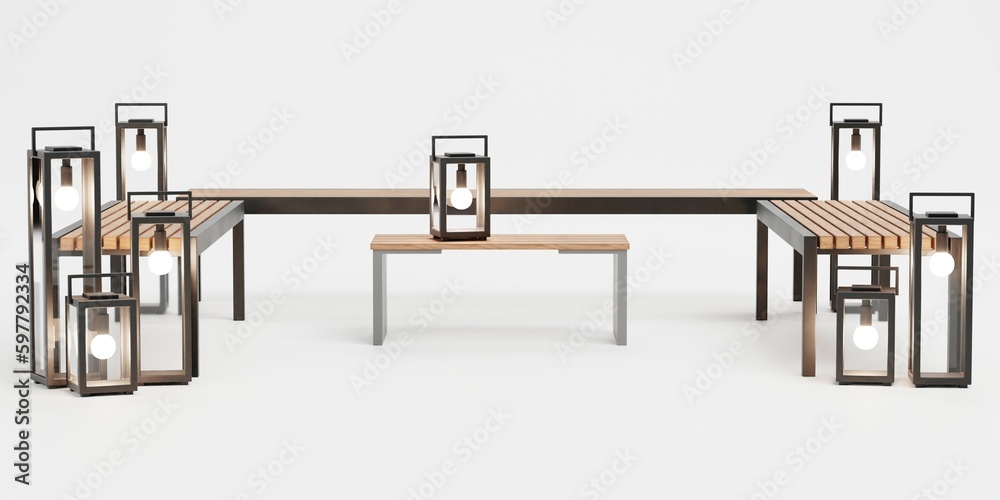 Realistic 3D Render of Garden Furniture Setup Realistic 3D Render of Garden Furniture Setup