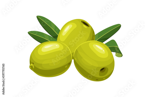 green olives isolated on white