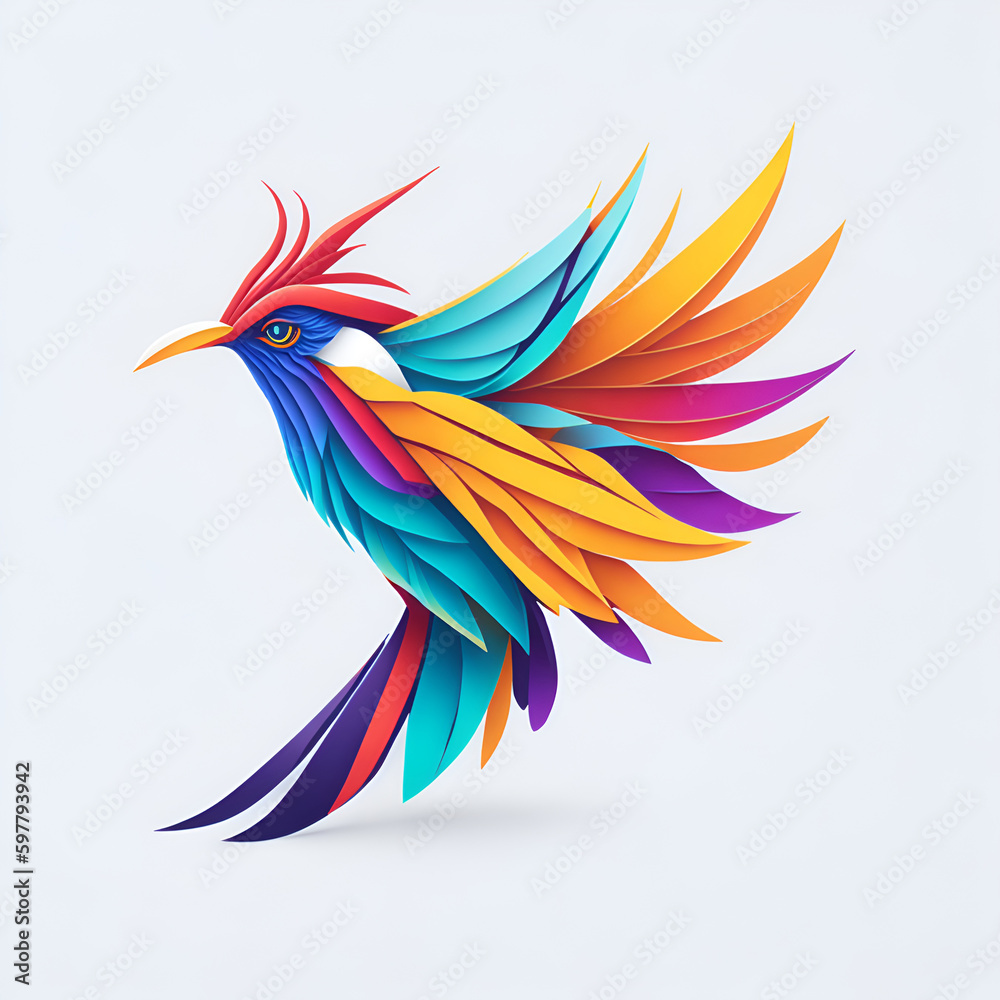 Fototapeta premium Colorful Bird Logo Design Created Using AI Technology