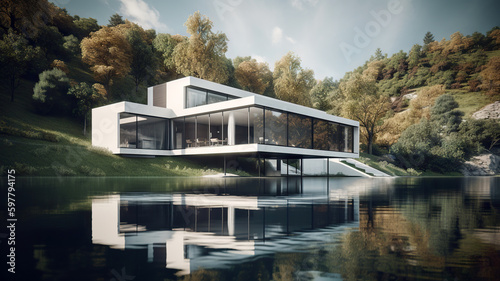 Modern House - Contemporary design - Generative AI, AI generated © chris3d