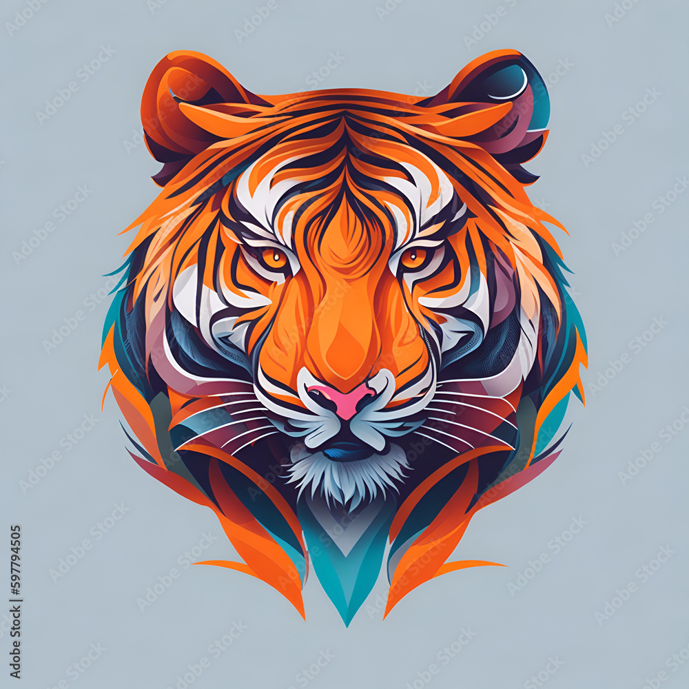 Obraz premium Colorful Tiger Logo Design Created Using AI Technology