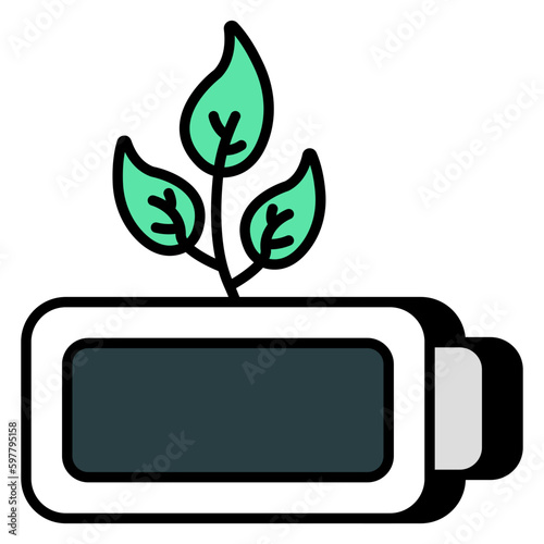 A flat design icon of eco battery