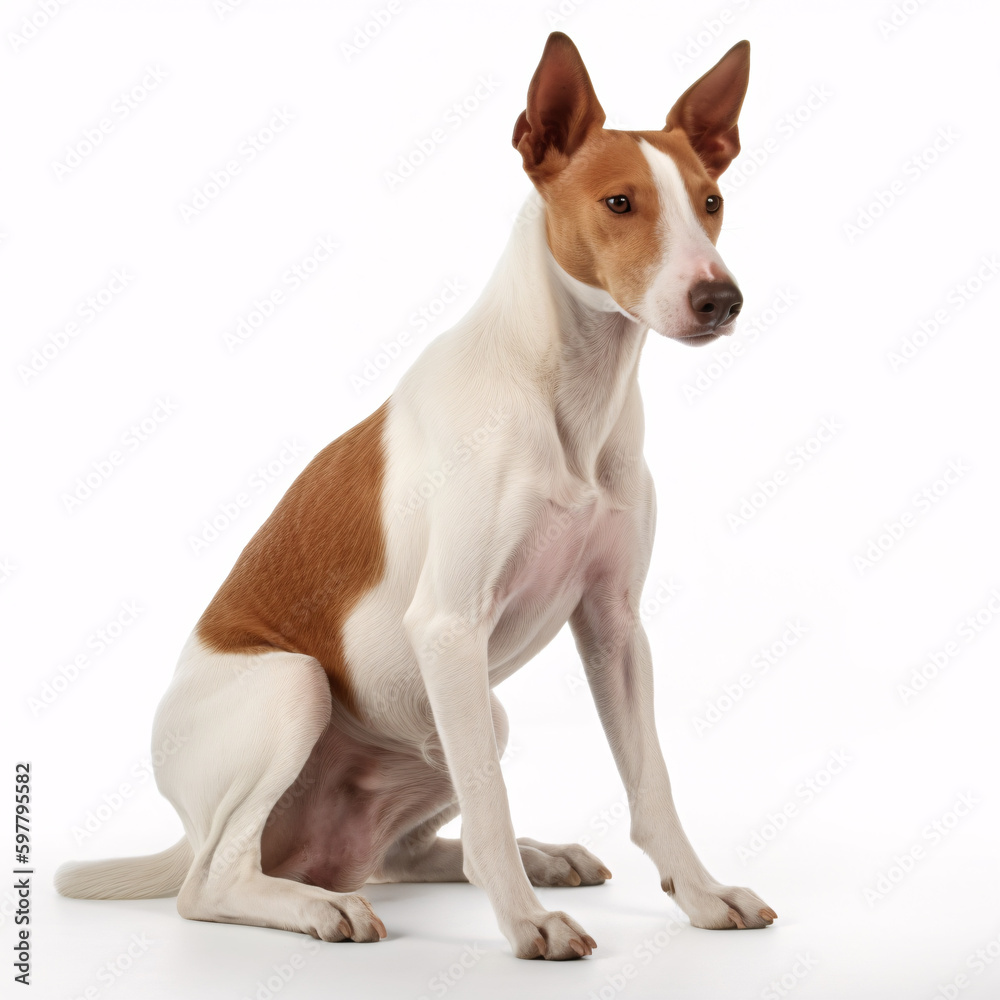 Ibizan Hound breed dog isolated on white background