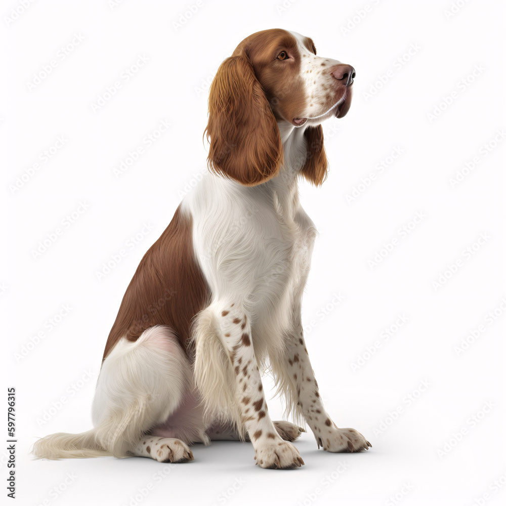 Welsh Springer Spaniel breed dog isolated on white background