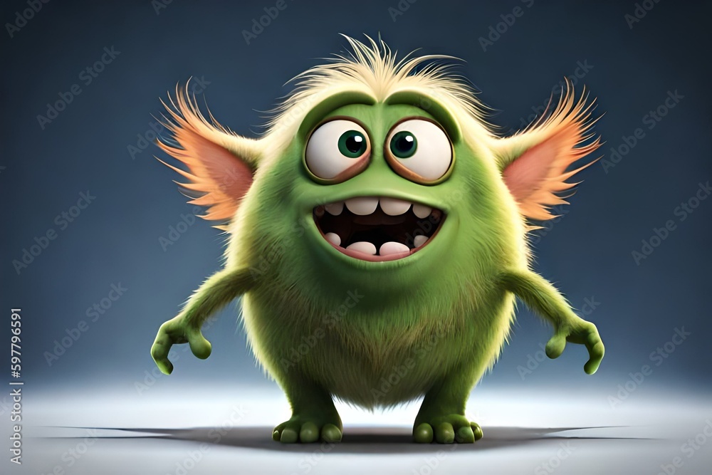 Fototapeta premium Cute furry monster. Generative AI