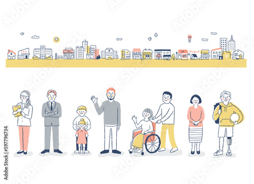 ダイバーシティ・多様性のイメージ　街と人々