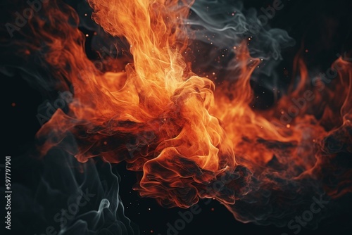 Abstract representation of flames. Generative AI