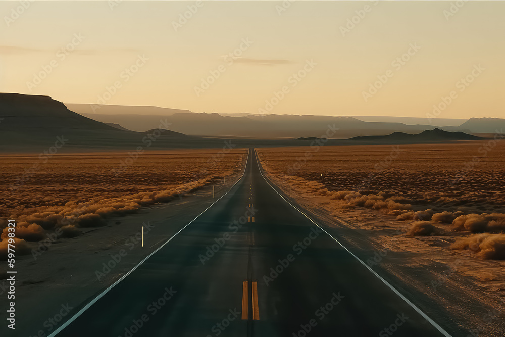 Empty scenic highway in Monument Valley,AI