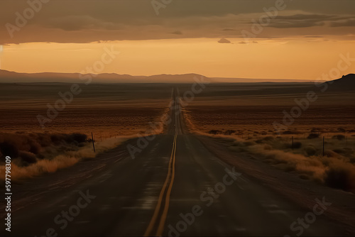 Empty scenic highway in Monument Valley,AI