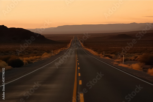 Empty scenic highway in Monument Valley,AI