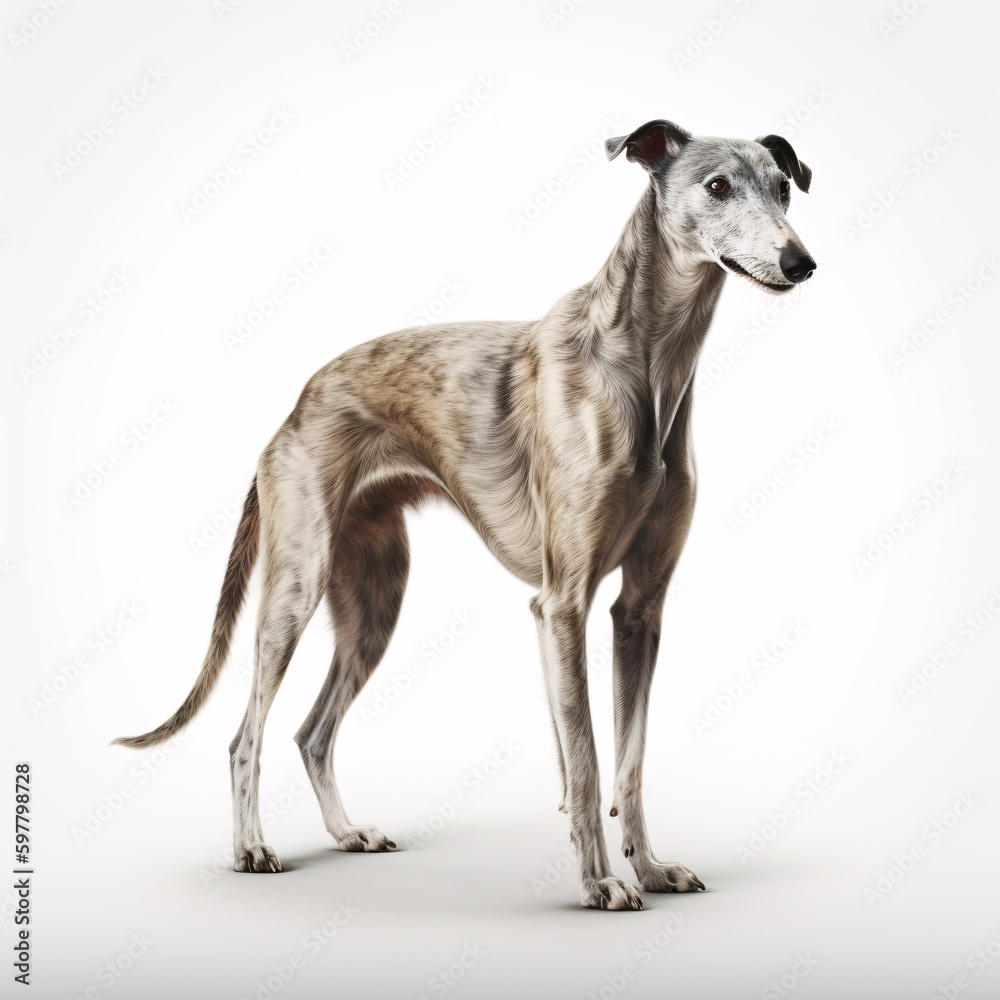 Greyhound breed dog isolated on white background