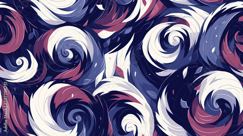 Ornamental Floral Twirl, Wave Background Texture, Vector, 