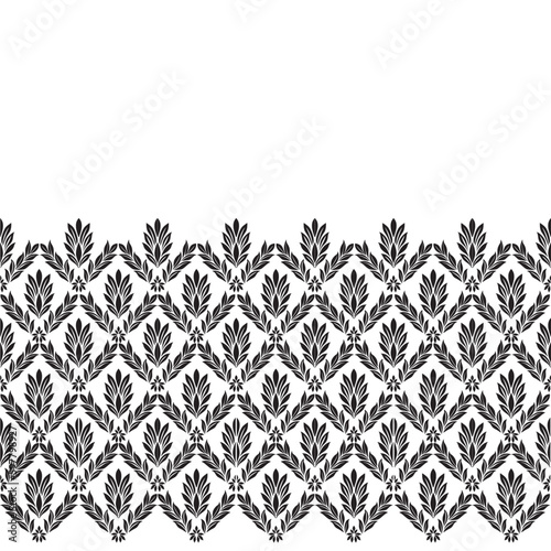 black and white background with pattern floral lace damask lief  pattern 