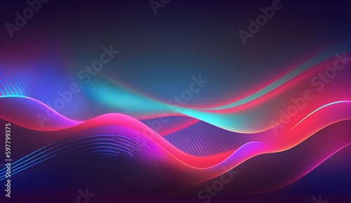 Neon Spectrum Abstract Background Waveform - Generative AI photo