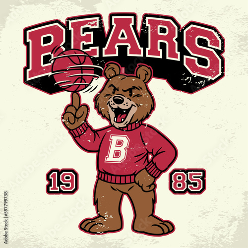 Bear Mascot Vintage Design Old School