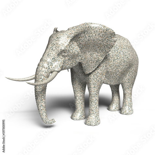 Elephant Made Of Stone In White Background1