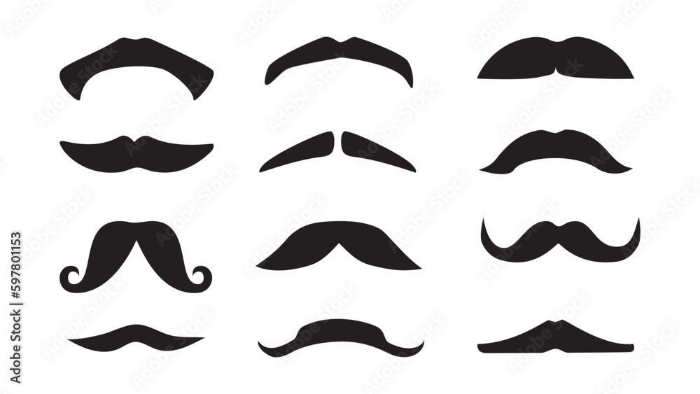 Black silhouettes mustaches set. vector illustration Black silhouettes mustaches set. vector illustration