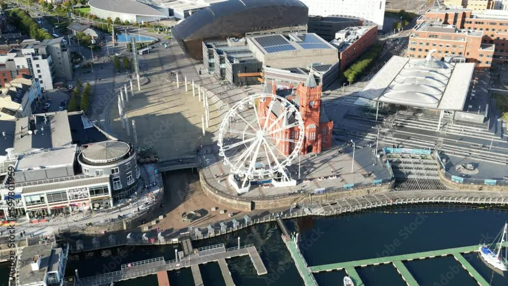 Flying over Cardiff Bay giant wheel Flying over Cardiff Bay giant wheel