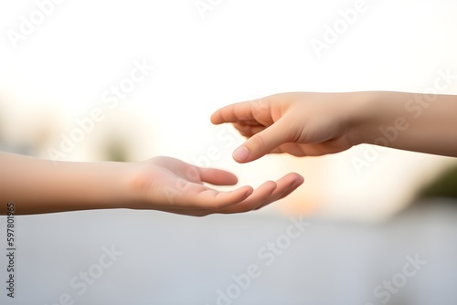 photo close-up of brother and sister holding hands created with using generative AI