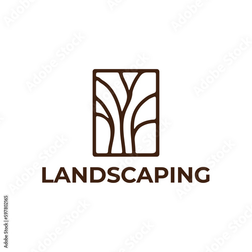 Home backyard landscaping farm logo design