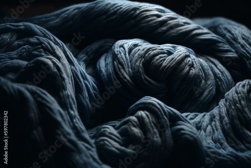 Autumn wallpaper featuring wool textile, with blue-grey texture in ripples and folds. Generative AI