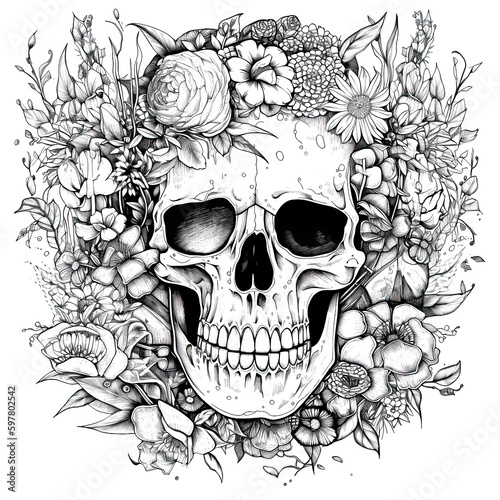 Zombie drawing for coloring book. Generative AI