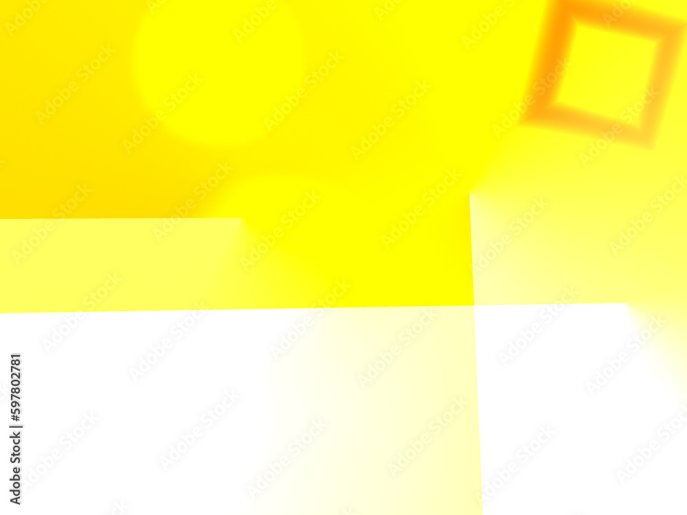 Obraz premium Ilustracja przedstawiająca powierzchnię posiadającą u góry żółty kolor, na dole kolor biały. Na powierzchni umieszczone są żółte, różniące się odcieniem figury geometryczne.