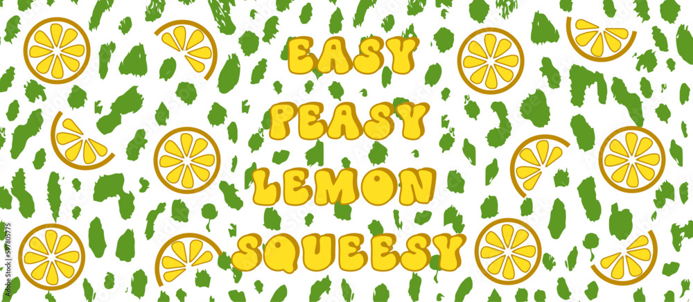 Fototapeta premium Fresh lemon pattern. Summer Pattern with Lemons. Summer Design. Vector Illustration.