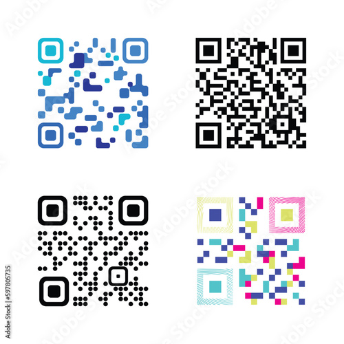 Creative QR code 4 style. QR code payment scanning.