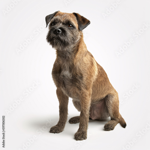 Border Terrier breed dog isolated on white background