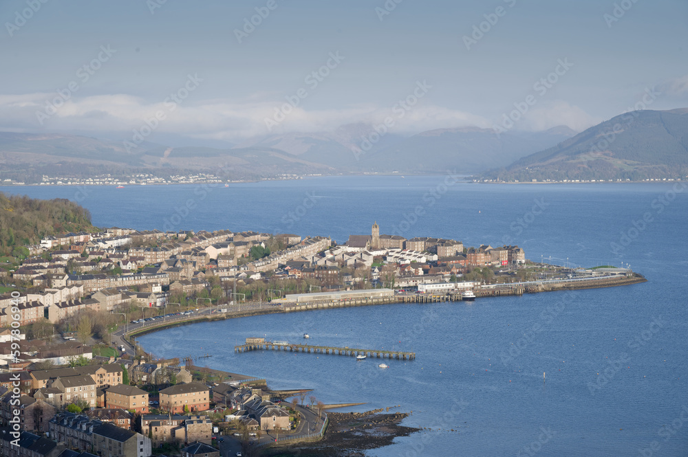Gourock aerial view from Lyle Hill in Greenock, Inverclyde