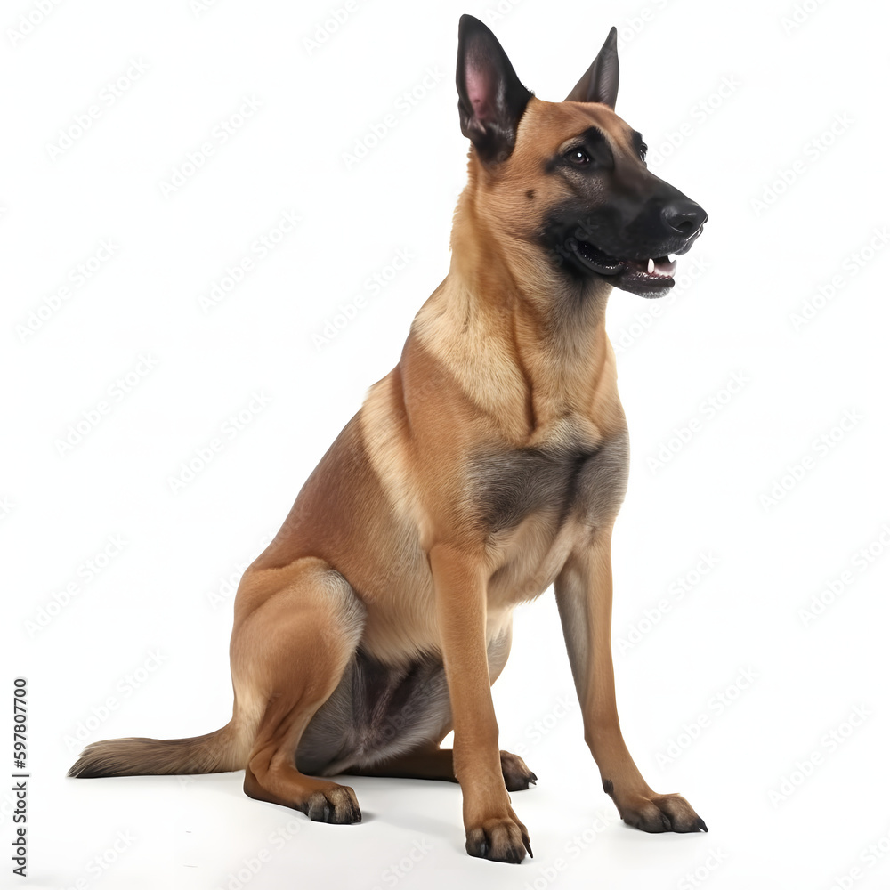 Belgian Malinois breed dog isolated on white background Belgian Malinois breed dog isolated on white background