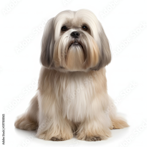 Lhasa Apso breed dog isolated on white background © TimeaPeter