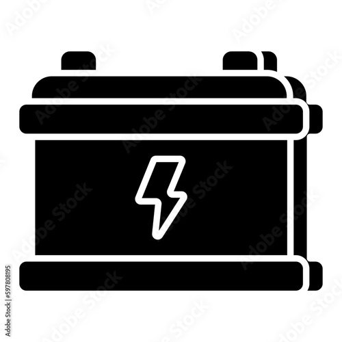 Car battery icon in solid design