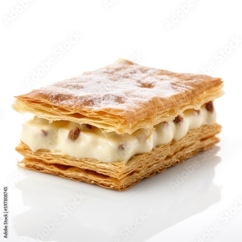Mille-Feuille Napoleon Isolated on White. Generative AI