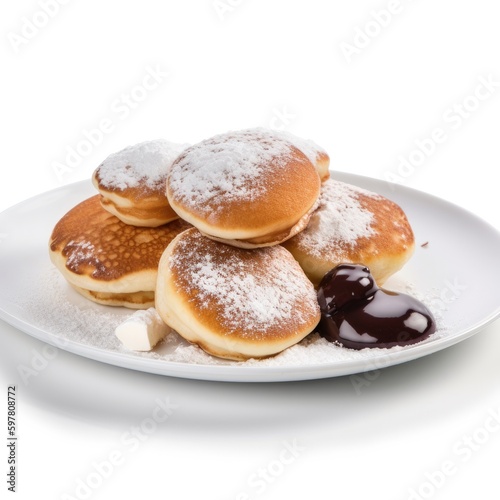 Poffertjes Isolated on White. Generative AI