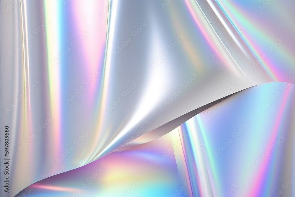 white pink Holographic texture foil effect. Hologram chrome abstract background, ai generated