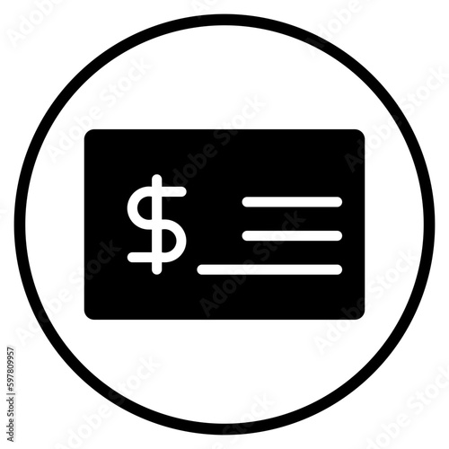 bank check glyph icon