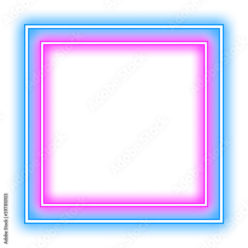 Neon Blue Pink Square Frame PNG