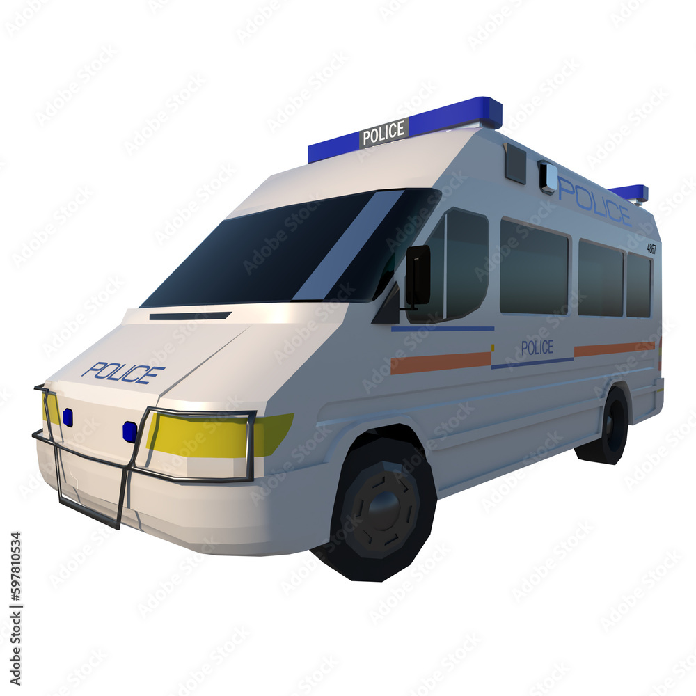 Police Van 1- Perspective F view png 3D Rendering Ilustracion 3D	

