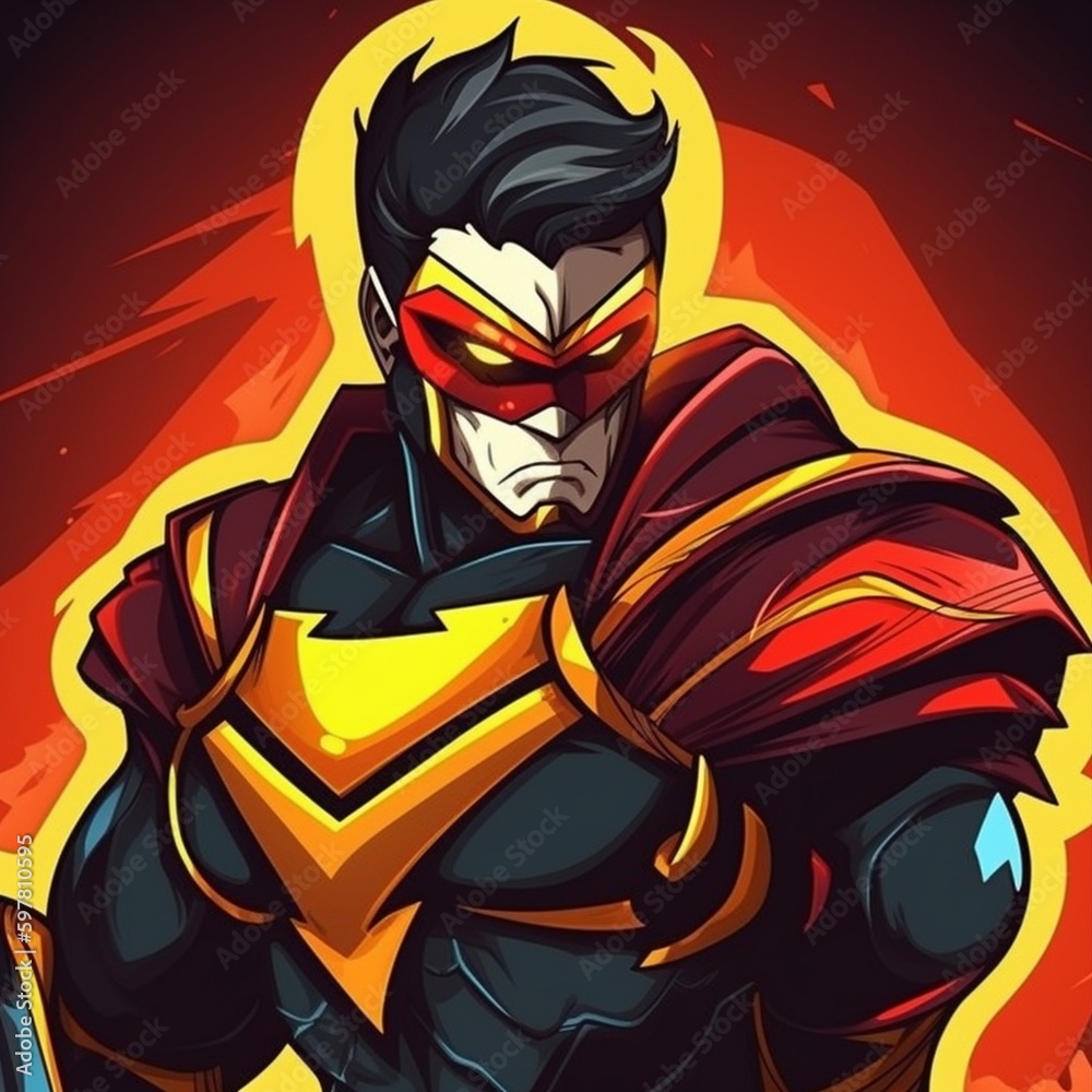Cartoon superhero logo for a gaming brand Generative AI Cartoon superhero logo for a gaming brand Generative AI