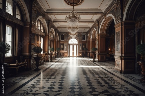 Elegant European-style hall. Generative AI
