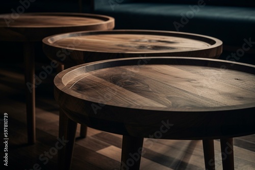 2 circular tables depicted in 3D. Generative AI