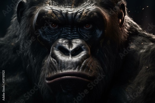 Digital artwork of a formidable gorilla enforcer. Generative AI