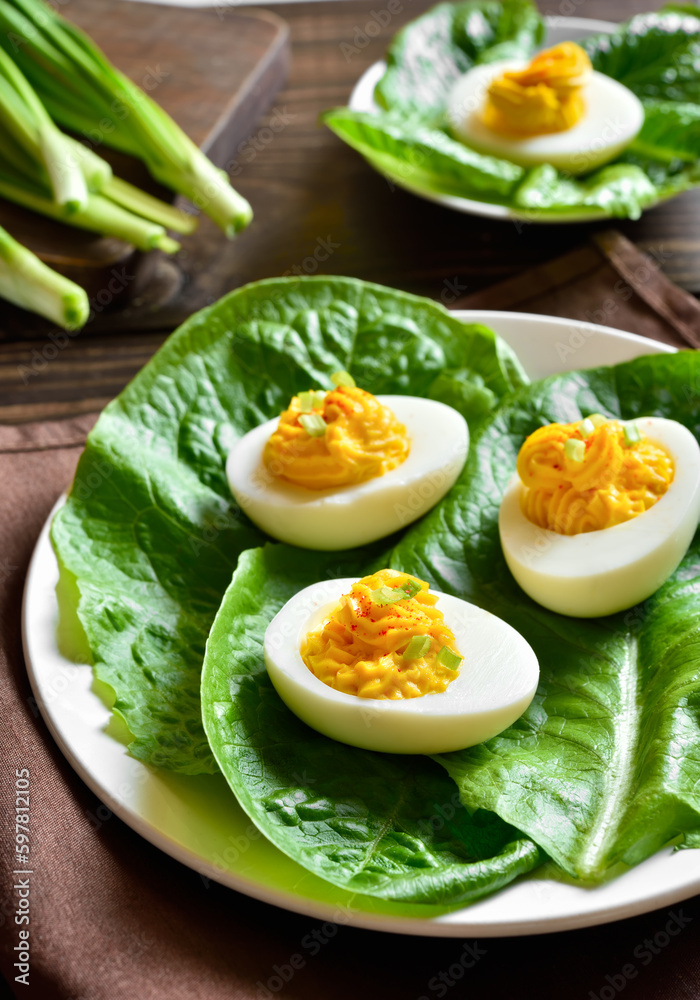Deviled eggs with paprika, mustard and mayonnaise Deviled eggs with paprika, mustard and mayonnaise