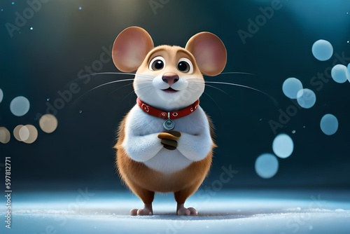 charming mouse cartoon on a white backdrop. Generative AI